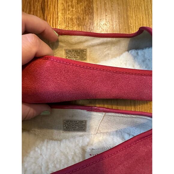 Ugg Alloway Leather Sheepskin Logo Pink Slip on Flats Shoes Women’s 8 Classic - Picture 5 of 9